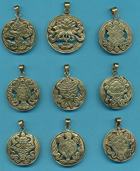 Astamagala Brass Round Pendants