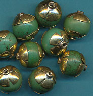 Petal top turquoise bead